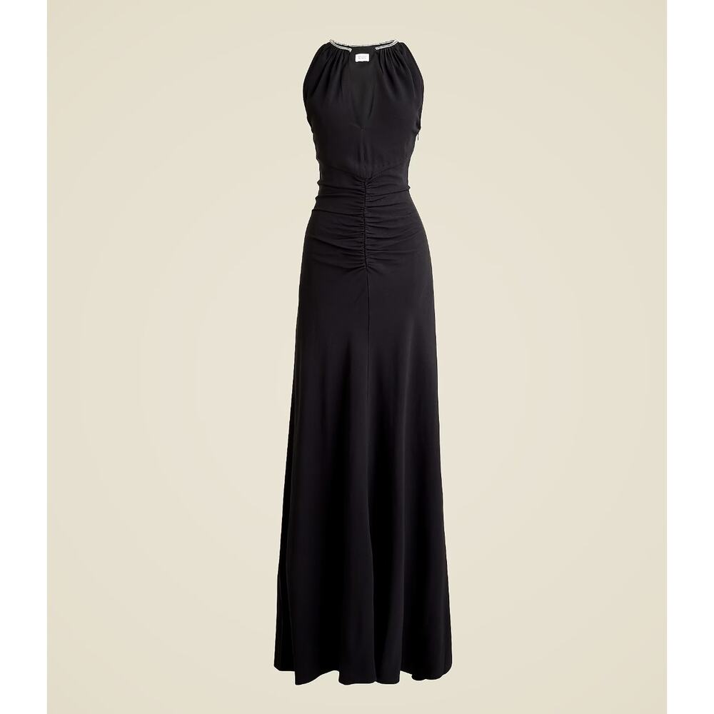 J.Crew Collection Full Length Embellished Ruched Dress Black Formal US 14 NWT - Picture 5 of 15